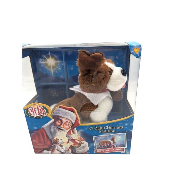 Elf Pets Saint Bernard Plush Stuff Dog Tradition Book Elf On The Shelf Toy Gifts - Picture 3 of 7